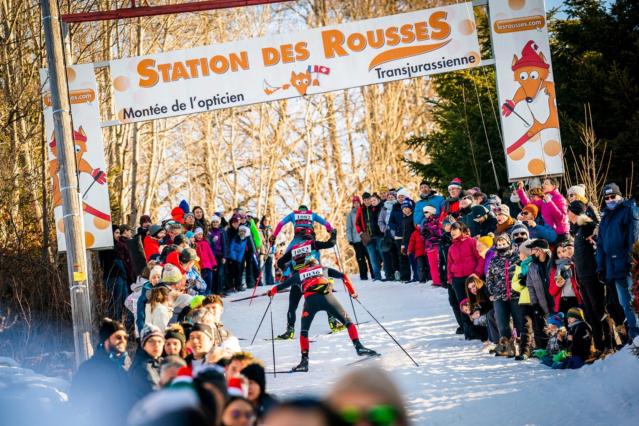 Montée de l'opticien La Transju course de ski de fond dans le Jura
