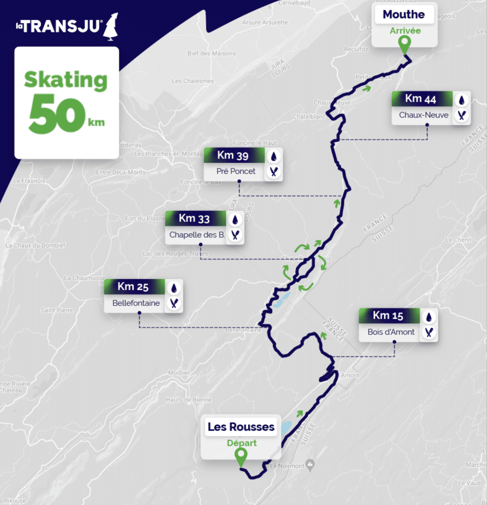 Course of the Transju Marathon Skating 50 km